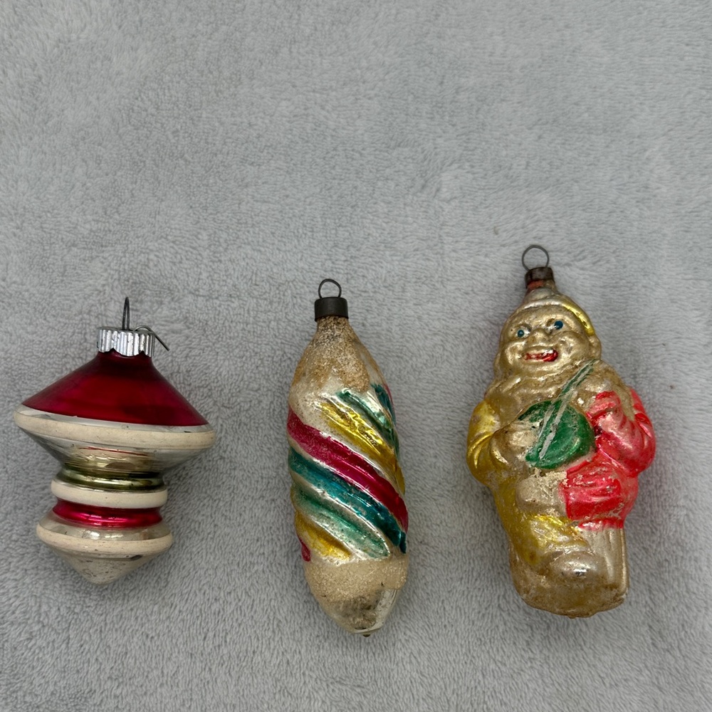 Antique To Vintage Mercury Hand Blown Glass Ornaments-Lot of 3-Germany/Poland #C